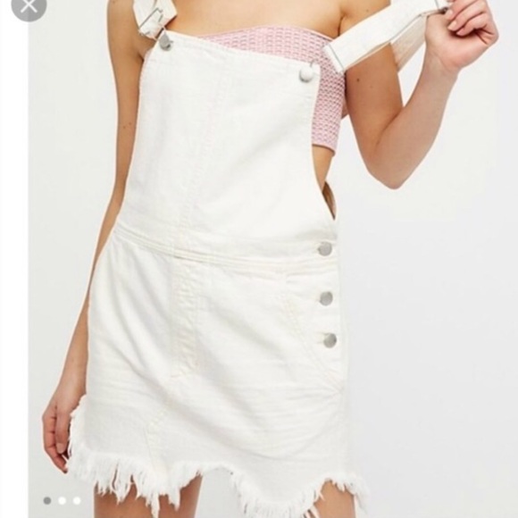 Free People Dresses & Skirts - Free People White Denim Overall Dress Size 2